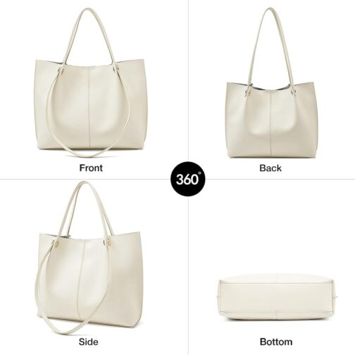 FOXLOVER Genuine Leather Shoulder Bags for Women Large Capacity Women's Tote Top-Handle Handbags with 2 Ways - Image 3