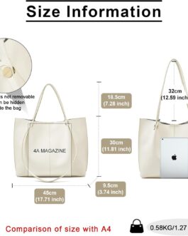 FOXLOVER Genuine Leather Shoulder Bags for Women Large Capacity Women’s Tote Top-Handle Handbags with 2 Ways
