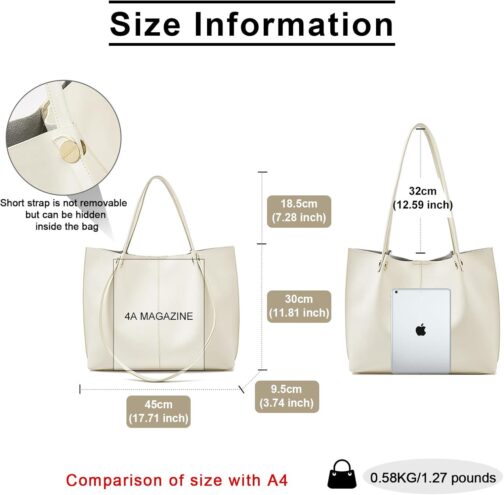 FOXLOVER Genuine Leather Shoulder Bags for Women Large Capacity Women's Tote Top-Handle Handbags with 2 Ways - Image 2