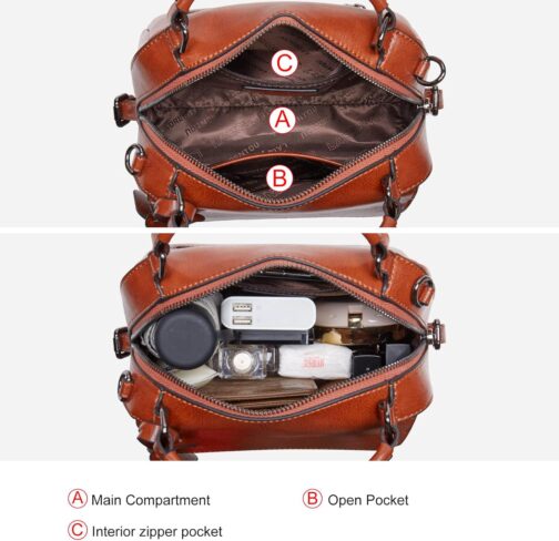FOXLOVER Small Leather Crossbody Bags for Women Lady Shoulder Bag Top Handle Mini Handbag and Purse - Image 4