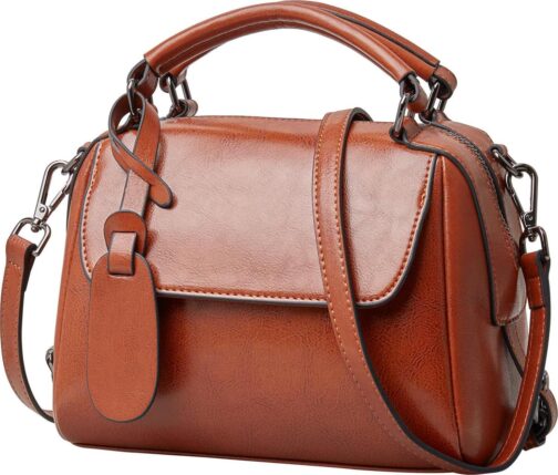 FOXLOVER Small Leather Crossbody Bags for Women Lady Shoulder Bag Top Handle Mini Handbag and Purse