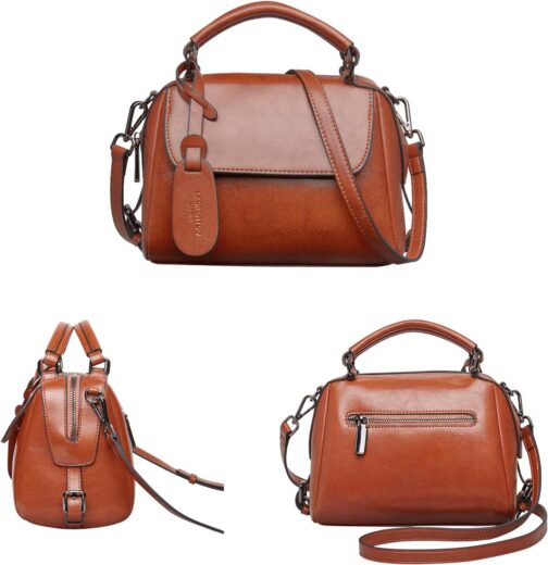 FOXLOVER Small Leather Crossbody Bags for Women Lady Shoulder Bag Top Handle Mini Handbag and Purse - Image 5