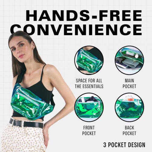 Fanny Pack Belt Bag I Mens Fanny Packs for Women - Crossbody Bag Bum bag Waist Bag Waist Pack - For Halloween costumes, for Hiking, Running, Travel, Waterproof and more (Transparent - Aqua) - Image 5
