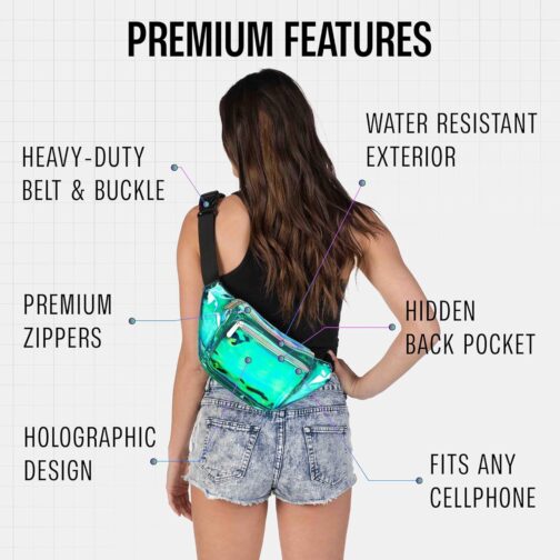 Fanny Pack Belt Bag I Mens Fanny Packs for Women - Crossbody Bag Bum bag Waist Bag Waist Pack - For Halloween costumes, for Hiking, Running, Travel, Waterproof and more (Transparent - Aqua) - Image 3
