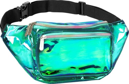 Fanny Pack Belt Bag I Mens Fanny Packs for Women - Crossbody Bag Bum bag Waist Bag Waist Pack - For Halloween costumes, for Hiking, Running, Travel, Waterproof and more (Transparent - Aqua)