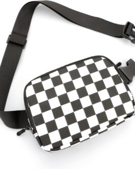 Fanny Pack Crossbody Bags for Women, Mini Belt Bag with Adjustable Strap, Fashionable Waterproof Waist packs for Workout, Running, Hiking (BLACK+WHITE)