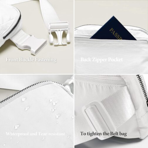 Fanny Pack Crossbody Bag Trendy Waterproof Small Sling Cross Body Purse for Women Men Fashion Waist Packs Mini Belt Bag Pouch Chest Bum Hip Bag Lulu Dupes for Travel Vacation Running White - Image 7