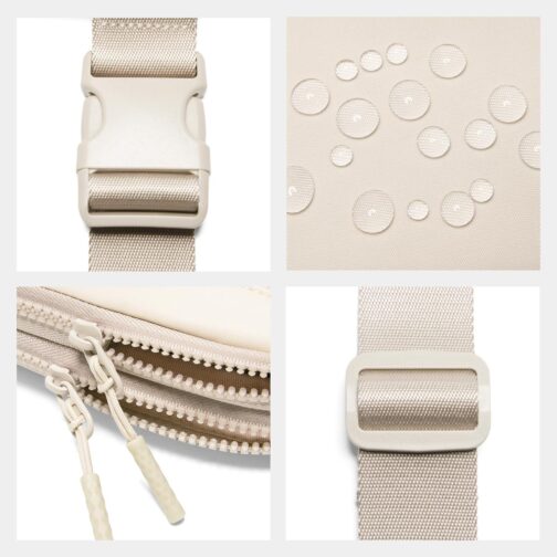 Fanny Pack Crossbody Bags for Women 1.5L Belt Bag with 3 Zipper Pockets Fashion Waist Packs Everywhere Belt Bag Cross Body Fanny Pack for Women (Beige) - Image 4