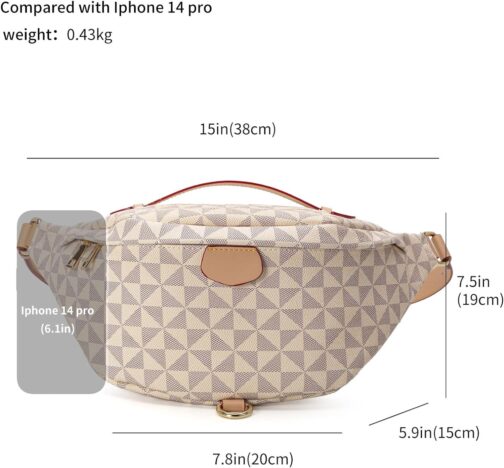 Fanny Pack Crossbody Bags for Women, Sling Bag for Women Small Belt Chest Bum Bag Checkered fanny packs for women Designer - Image 3