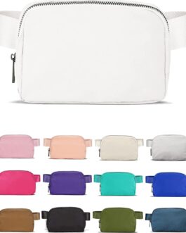 Fanny Pack Crossbody Bag Trendy Waterproof Small Sling Cross Body Purse for Women Men Fashion Waist Packs Mini Belt Bag Pouch Chest Bum Hip Bag Lulu Dupes for Travel Vacation Running White