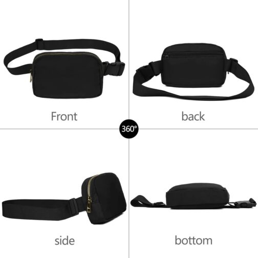 Fanny Pack Crossbody Bag for Women and Men, Belt Bag for Hiking Bum Bag with Adjustable Strap, Waist pack for Running Workout Sports Travel Black - Image 2