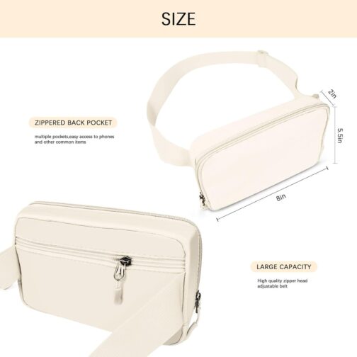 Fanny Pack Crossbody Bags for Women, Mini Belt Bag with Adjustable Strap, Fashionable Waterproof Waist packs for Workout, Running, Hiking (BLACK+WHITE) - Image 4