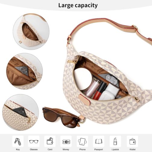 Fanny Pack Crossbody Bags for Women, Sling Bag for Women Small Belt Chest Bum Bag Checkered fanny packs for women Designer - Image 4