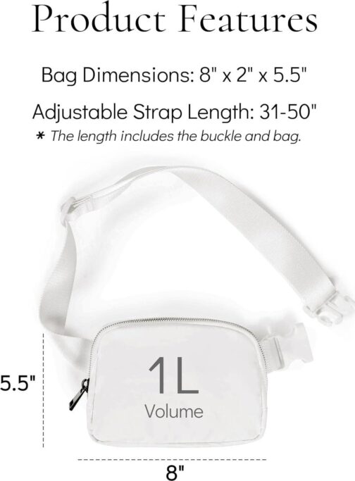 Fanny Pack Crossbody Bag Trendy Waterproof Small Sling Cross Body Purse for Women Men Fashion Waist Packs Mini Belt Bag Pouch Chest Bum Hip Bag Lulu Dupes for Travel Vacation Running White - Image 5