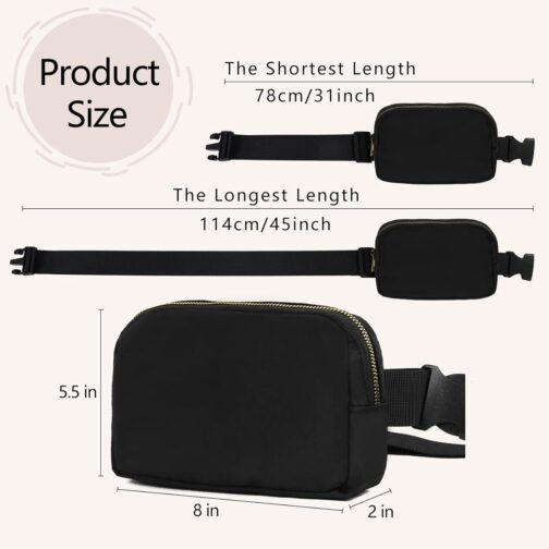 Fanny Pack Crossbody Bag for Women and Men, Belt Bag for Hiking Bum Bag with Adjustable Strap, Waist pack for Running Workout Sports Travel Black - Image 5