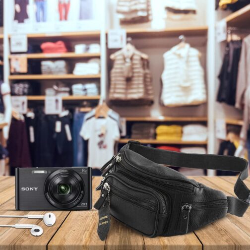 Fanny Pack Waist Bag Multifunction Genuine Leather Hip Bum Bag Travel Pouch for Men and Women- Multiple Pockets and Sturdy Zippers Ideal for Hiking Running And Cycling - Image 8