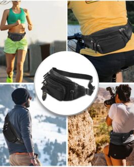 Fanny Pack Waist Bag Multifunction Genuine Leather Hip Bum Bag Travel Pouch for Men and Women- Multiple Pockets and Sturdy Zippers Ideal for Hiking Running And Cycling