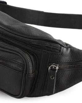 Fanny Pack Waist Bag Multifunction Genuine Leather Hip Bum Bag Travel Pouch for Men and Women- Multiple Pockets and Sturdy Zippers Ideal for Hiking Running And Cycling