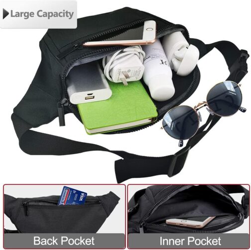 Fanny Pack for Men Women,Crossbody Waist Bag Pack,Belt Bag for Travel Walking Running Hiking Cycling,Easy Carry Any Phone,Wallet (Black) - Image 4
