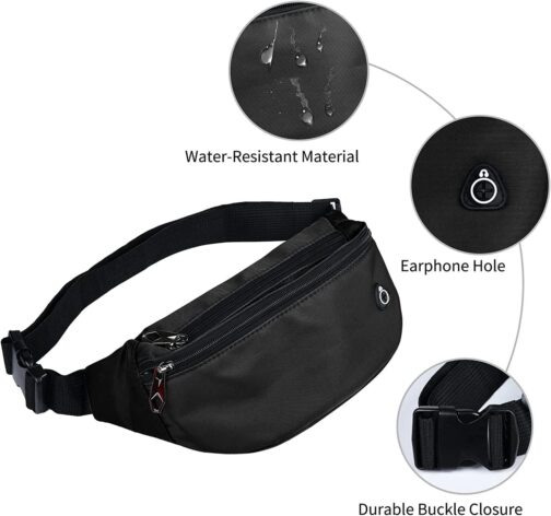 Fanny Pack for Men Women, Waterproof Sports Waist Bag Pack, Belt Bag for Travel Hiking Running - Image 3