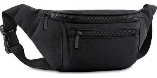 Fanny Pack for Men Women,Crossbody Waist Bag Pack,Belt Bag for Travel Walking Running Hiking Cycling,Easy Carry Any Phone,Wallet (Black)