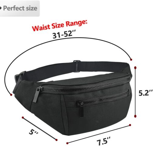 Fanny Pack for Men Women,Crossbody Waist Bag Pack,Belt Bag for Travel Walking Running Hiking Cycling,Easy Carry Any Phone,Wallet (Black) - Image 3