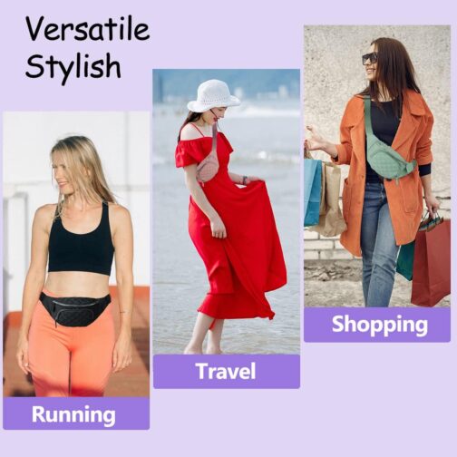 Fanny Pack for Women Crossbody,Fashionable Waist Pack Purse Cute Belt Bags for Teen Girls,Fashion Gifts Bum Bag Fannie Pack for Travel Running Walking (Black02) - Image 3