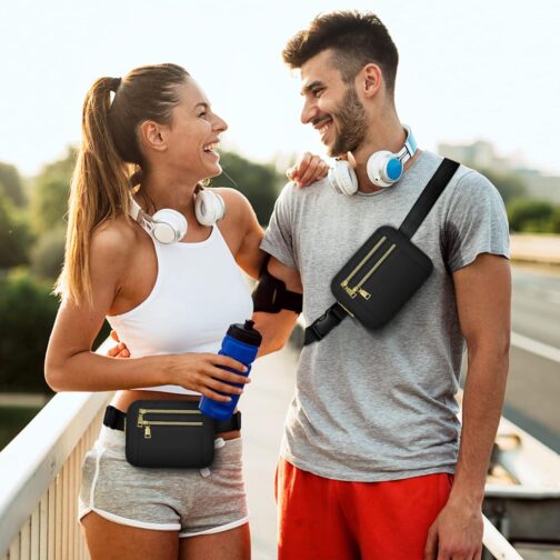 Fanny Pack for Women Men, Capolo Mini Belt Bag Crossbody Waist Bags with Adjustable Strap Fashion Waist Pack Waterproof for Travel Workout Running Cycling Hiking, Black - Image 2