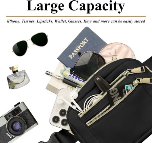 Fanny Pack for Women Men, Capolo Mini Belt Bag Crossbody Waist Bags with Adjustable Strap Fashion Waist Pack Waterproof for Travel Workout Running Cycling Hiking, Black - Image 3