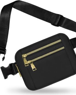 Fanny Pack for Women Men, Capolo Mini Belt Bag Crossbody Waist Bags with Adjustable Strap Fashion Waist Pack Waterproof for Travel Workout Running Cycling Hiking, Black