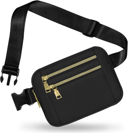 Fanny Pack for Women Men, Capolo Mini Belt Bag Crossbody Waist Bags with Adjustable Strap Fashion Waist Pack Waterproof for Travel Workout Running Cycling Hiking, Black