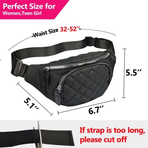 Fanny Pack for Women Crossbody,Fashionable Waist Pack Purse Cute Belt Bags for Teen Girls,Fashion Gifts Bum Bag Fannie Pack for Travel Running Walking (Black02) - Image 4