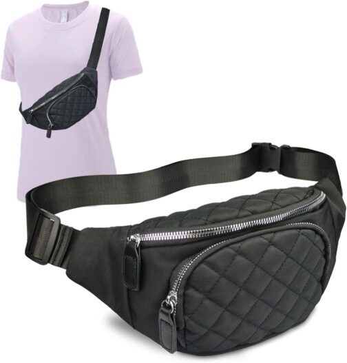 Fanny Pack for Women Crossbody,Fashionable Waist Pack Purse Cute Belt Bags for Teen Girls,Fashion Gifts Bum Bag Fannie Pack for Travel Running Walking (Black02)