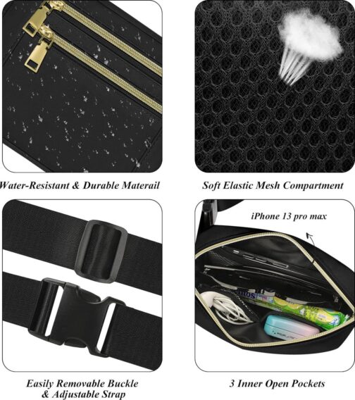 Fanny Pack for Women Men, Capolo Mini Belt Bag Crossbody Waist Bags with Adjustable Strap Fashion Waist Pack Waterproof for Travel Workout Running Cycling Hiking, Black - Image 5
