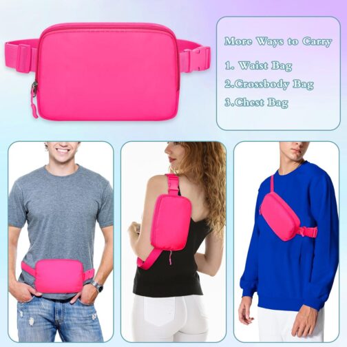 Fanny Packs For Women Men - Fanny Pack Crossbody Bags - Over The Shoulder Fanny Pack - Belt Bag With Adjustable Strap - Fashion Cross Body Fanny Pack For Running Workout Hiking Travel(Rose - Image 6