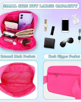 Fanny Packs For Women Men – Fanny Pack Crossbody Bags – Over The Shoulder Fanny Pack – Belt Bag With Adjustable Strap – Fashion Cross Body Fanny Pack For Running Workout Hiking Travel(Rose