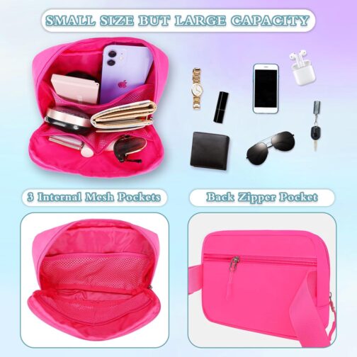 Fanny Packs For Women Men - Fanny Pack Crossbody Bags - Over The Shoulder Fanny Pack - Belt Bag With Adjustable Strap - Fashion Cross Body Fanny Pack For Running Workout Hiking Travel(Rose - Image 2