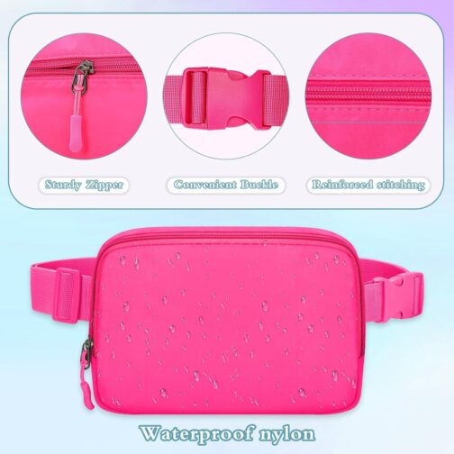 Fanny Packs For Women Men - Fanny Pack Crossbody Bags - Over The Shoulder Fanny Pack - Belt Bag With Adjustable Strap - Fashion Cross Body Fanny Pack For Running Workout Hiking Travel(Rose - Image 3