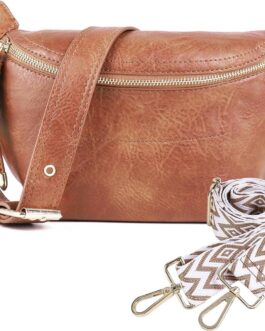 Fanny Packs Waist Bag for Women-Fashion Crossbody Bags Chest Purses Belt Bag with 2 Adjustable Strap (Brown)