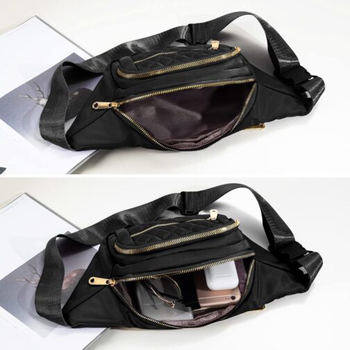 Fanny Packs for Women Fashionable Stylish Cute Nylon Designer Fanny Pack Waterproof Waist Belt Bag Pouch Chest Sling Fannypack's Crossbody bags for Women Sport Workout Travel Work (Black) - Image 3