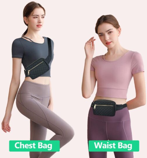 Fanny Packs for Women,Fashionable Crossbody Belt Bags Waist Pack for Teen Girls,Bum Hip Bag for Travel Hiking Cycling Running,Easy Carry Any Phone,Wallet (Black) - Image 2