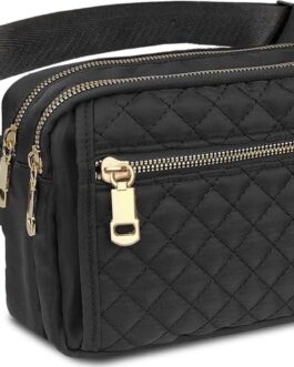 Fanny Packs for Women,Fashionable Crossbody Belt Bags Waist Pack for Teen Girls,Bum Hip Bag for Travel Hiking Cycling Running,Easy Carry Any Phone,Wallet (Black)