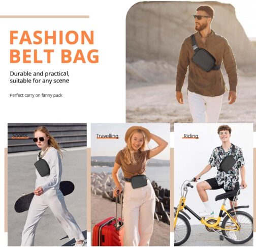 Fanny Packs for Women Fashionable Crossbody Belt Bag Bum Bag, Men Waist Packs bag with Adjustable straps for Running, Hiking, Travel - Image 7