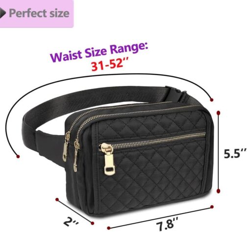 Fanny Packs for Women,Fashionable Crossbody Belt Bags Waist Pack for Teen Girls,Bum Hip Bag for Travel Hiking Cycling Running,Easy Carry Any Phone,Wallet (Black) - Image 4