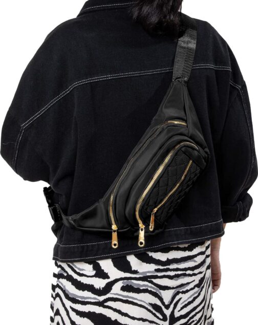 Fanny Packs for Women Fashionable Stylish Cute Nylon Designer Fanny Pack Waterproof Waist Belt Bag Pouch Chest Sling Fannypack's Crossbody bags for Women Sport Workout Travel Work (Black) - Image 6