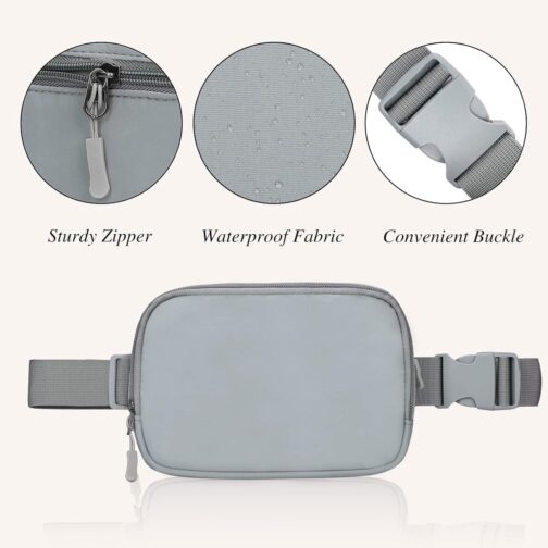 Fanny Packs for Women - Belt Bag for Women - Fanny Pack Crossbody Bags - Grey Fanny Pack with Adjustable Strap, Fashion Cross Body Fanny Pack for Running Workout Hiking Travel - Image 5