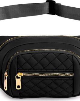 Fanny Packs for Women Fashionable Stylish Cute Nylon Designer Fanny Pack Waterproof Waist Belt Bag Pouch Chest Sling Fannypack’s Crossbody bags for Women Sport Workout Travel Work (Black)