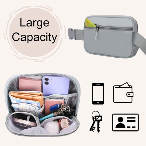 Fanny Packs for Women - Belt Bag for Women - Fanny Pack Crossbody Bags - Grey Fanny Pack with Adjustable Strap, Fashion Cross Body Fanny Pack for Running Workout Hiking Travel - Image 3