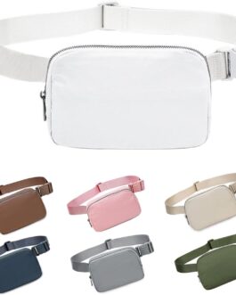 Fanny Packs for Women and Men, Fashionable Belt Bag for LuLu Waist Bag Lemon Bags, Everywhere Belt Cute Bag for Travel Workout Running Hiking for Lady Girls and Men (White)