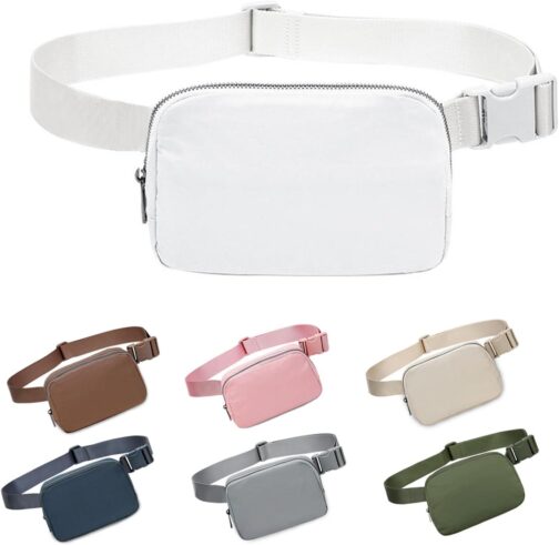 Fanny Packs for Women and Men, Fashionable Belt Bag for LuLu Waist Bag Lemon Bags, Everywhere Belt Cute Bag for Travel Workout Running Hiking for Lady Girls and Men (White)